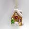 Snowy Country Cabin Glass Christmas Hanging Ornament - 3.25" - Gold Finish